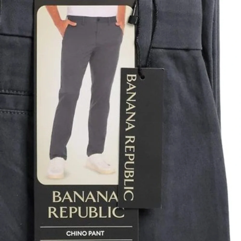 Banana Republic Chino Pant Mens 40x32 Gray New Straight Slim Fit Stretch Cotton
